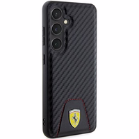 Ferrari Carbon Stitched Bottom dėklas telefonui Samsung Galaxy S24 - juodas