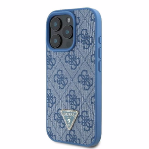 Guess Odinis Metalinis Logotipas Strass Crossbody dėklas telefonui iPhone 16 Pro - mėlynas