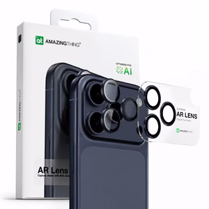 AmazingThing Objektyvo Stiklas iPhone 17 Pro / Pro Max su Mėlynu Aliuminio Rėmu