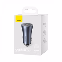 Automobilinis įkroviklis Baseus "Golden Contactor Pro" pilkas 40W (2xPD)