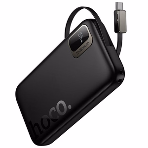 Išorinė baterija Hoco 10000 mAh QC PD 20W su ištraukiamu USB C laidu Q51 juoda