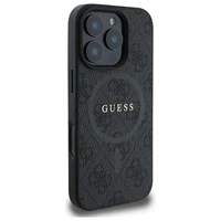 Guess 4G žiedo klasikinio logotipo magnetinis dėklas telefonui iPhone 16 Pro Max - juoda