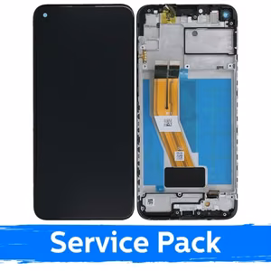 Ekranas skirtas Samsung A115 A11 juodas su rėmeliu (Service Pack)