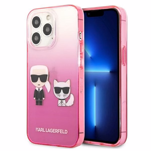 Karl Lagerfeld Gradient Ikonik Karl&Choupette dėklas iPhone 13 Pro / iPhone 13 – rožinis