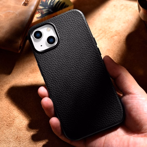 Чехол iCarer Litchi Premium Leather для iPhone 14 Plus магнитный кожаный с MagSafe чёрный