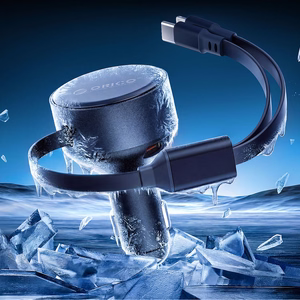 Orico Dual Stretch 60W USB-C automobilinis įkroviklis su dviem sutraukiamais USB-C + Lightning laidais - juodas