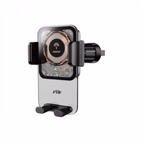 Automobilinis laikiklis Dudao "F19" juodas (belaidis įkrovimas 15W)(ne magnetinis / lipnus pagrindas / oro angos grotelės)