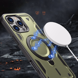 Hybrid Armor Trendy dėklas telefonui su MagSafe iPhone 16 Pro Max - žalias