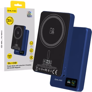 Blavec Power Bank 10000mAh BJ-03 Slim 13,5mm - Type C - 22,5W magnetic Magsafe 3 in 1 (PBBJ03-MC10N) granatowy aluminum