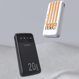 Didelės talpos išorinė baterija Dudao 20000mAh su 3 integruotais laidais USB-C + micro USB