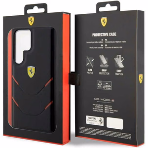 Ferrari FEHCS23LPBAK S23 Ultra S918 juodas/juodas kietas dėklas Karštas štampavimas linijos