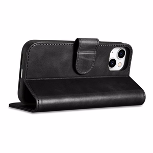 iCarer Aliejaus Vaško Piniginės Dėklas 2in1 Dangtelis iPhone 14 Plus Anti-RFID Odinis Atverčiamas Dėklas Juodas (WMI14220723-BK)