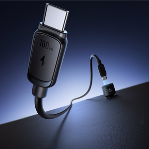 Joyroom JR-CCN07 145W automobilinis įkroviklis 2xUSB-C USB-A + 100W USB-C kabelis - tamsiai pilkas