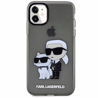 Karl Lagerfeld KLHCN61HNKCTGK iPhone 11 / Xr 6.1" juodas/juodas kietas dėklas Blizgučiai Karl&Choupette