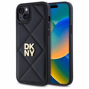 DKNY Quilted Stack Logo dėklas telefonui iPhone 15 Plus - juodas