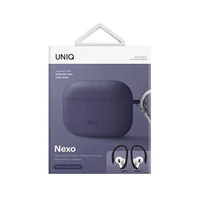 Uniq Nexo dėklas AirPods Pro 2 + ausų kabliukai - violetinė