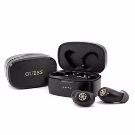 GUESS belaidės ausinės bluetooth TWS + įkrovimo stotelė GUTWSJL4GBK juodos