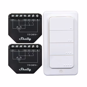 2 vnt. rinkinys žaliuzių/užuolaidų WiFi valdiklių Shelly Shutter + BLU RC Button 4