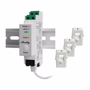 Shelly PRO 3EM 120A 3 fazių WiFi/Bluetooth/Matter elektros skaitiklis