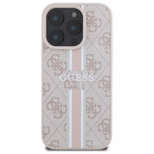 Guess 4G dryžuotas magnetinis dėklas telefonui iPhone 16 Pro Max - rožinė