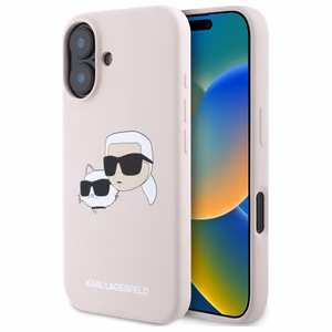Karl Lagerfeld silikoninis dėklas telefonui Nauble Heads Print Magnetinis iPhone 16 - rožinis