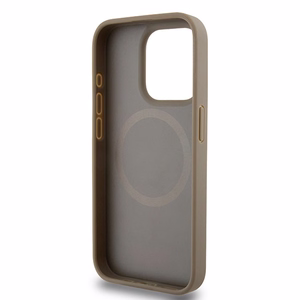 DKNY Odinis spausdintas raštas metalinis logotipas Magnetinis dėklas iPhone 15 Pro - ruda