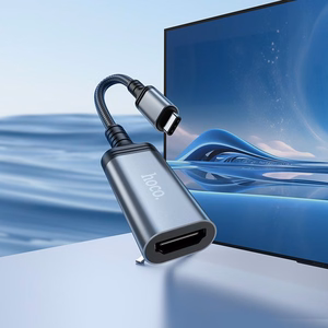 Konversijos laidas iš USB C į HDMI moteriškas Hoco 4K 30Hz 0,2 m UA43A plieninis pilkas