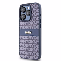 DKNY Odinis mono juosta ir metalinis logotipas dėklas telefonui iPhone 15 Pro - mėlynas