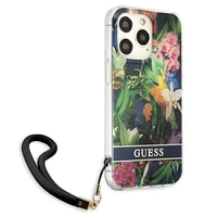 Guess GUHCP13LHFLSB iPhone 13 Pro / 13 6.1" mėlynas/mėlynas kietas dėklas Gėlių Dirželis