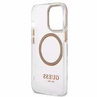 Guess GUHMP13XHTRMD iPhone 13 Pro Max 6.7 "auksinis / auksinis kietas dėklas Metalinis kontūras Magnetinis