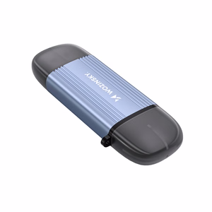 Pilkas aliumininis SD ir microSD atminties kortelių skaitytuvas Wozinsky WCR-5G su USB-A 3.0 / USB-C 3.0
