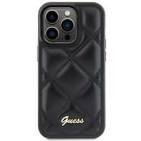 Guess Quilted Metal Logo dėklas telefonui iPhone 15 Pro Max - juodas