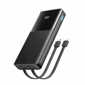 Joyroom JR-PBF19 22.5W 10000mAh išorinė baterija su dviem įmontuotais kabeliais - juoda