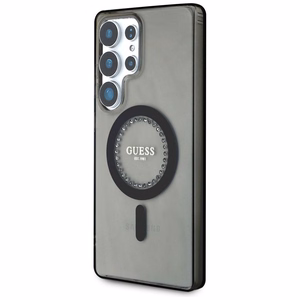 Guess Krištolai Spausdintas Klasikinis Logotipas Magnetinis Samsung Galaxy S25 Ultra dėklas juoda