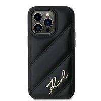 Karl Lagerfeld Diagonal Quilted Script dėklas telefonui iPhone 14 Pro Max - juodas