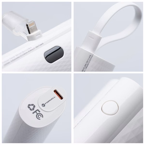 Išorinė baterija Forcell F-Energy Power Plug F5K3 PD 20W 5000 mAh su įmontuotu jungtimi Lightning balta