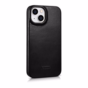 iCarer CE Oil Wax Premium odinis folio dėklas iPhone 14 Plus Magnetinis atverčiamas dėklas su MagSafe Juodas (AKI14220707-BK)
