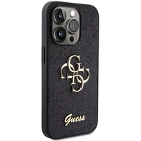 Guess Glitter Script Big 4G dėklas telefonui iPhone 15 Pro Max – juodas