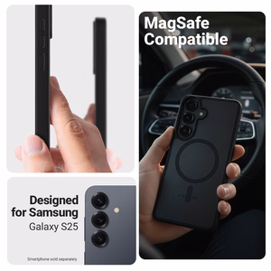 Crong Hybrid Matte Magnetic MagSafe dėklas, skirtas Samsung Galaxy S25, baltas