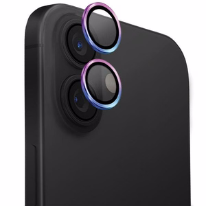 Uniq Optix aliuminio kameros lęšio apsauga su aplikatoriumi iPhone 16 / iPhone 16 Plus - vaivorykštinė