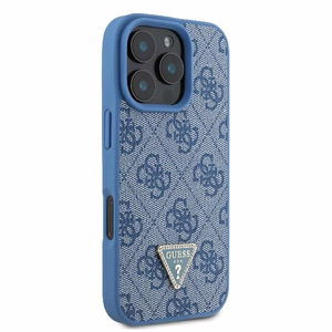 Guess Odinis Metalinis Logotipas Strass Crossbody dėklas telefonui iPhone 16 Pro - mėlynas