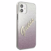 Guess GUHCP12SPCUGLSPI iPhone 12 mini 5.4" rožinis/rožinis kietas dėklas Glitter Gradient Script