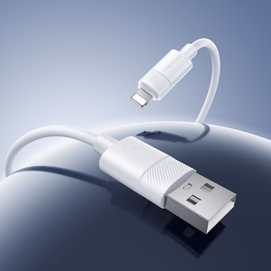 "Borofone" kabelis BX123 Leya - USB-Lightning - 12W 2,4A 1 metras, baltas