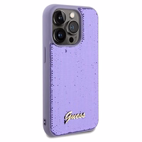 Guess Sequin Script Metal dėklas telefonui iPhone 14 Pro Max – violetinis