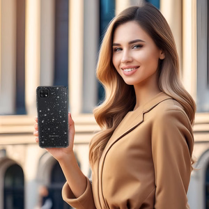 Dėklas telefonui Kristalinis dėklas su blizgučiais Samsung Galaxy A22 5G sidabro spalvos