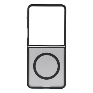 Juodas „4sF-S Acrylic“ dėklas su „MagSafe“ palaikymu, skirtas „Samsung Galaxy Z Flip8“