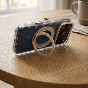 Case for iPhone 14 Frame Circle Stand compatible with MagSafe transparent