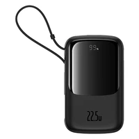 Išorinė baterija Baseus Qpow Pro+ 10000mAh 22,5W su integruotu USB-C laidu ir ekranu (juoda)