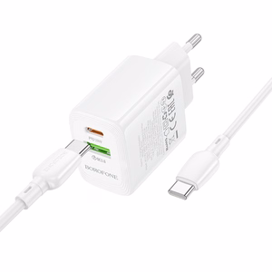 Įkroviklis Borofone BN27 20W USB-C/USB-A + USB-C to USB-C cable 1.0m baltas