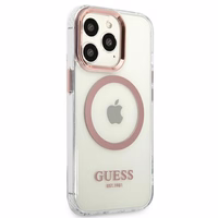 Guess GUHMP13LHTRMP iPhone 13 Pro / 13 6,1" rožinis/rožinis hard dėklas Metal Outline Magsafe